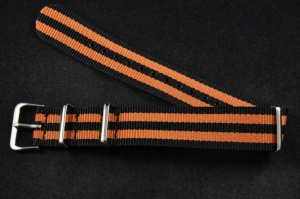 Pasek typu Nato, Nylonowy, Czarno-pomarańczowy, 20mm