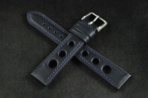 Pasek Rally Skórzany, Granatowy, 18mm