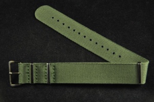 Pasek typu Nato, Nylonowy, Oliwkowy, Szare okucia, 20mm