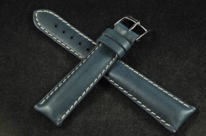 Pasek Bros 8771, Skóra naturalna, Granatowy, 20mm