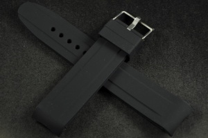 Pasek do zegarka profilowany, Silikonowy, Czarny, 22mm