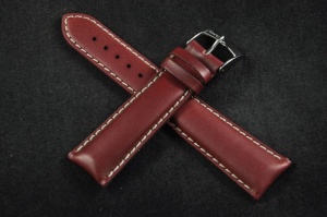 Pasek Bros 8771, Skóra naturalna, Wiśniowy, 22mm