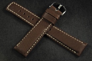Pasek do zegarka Hirsch Mariner, Skórzany, Ciemny brąz, 20mm