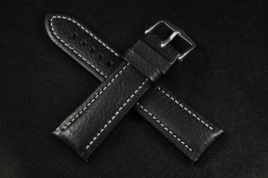 Pasek do zegarka Hirsch Buffalo, Skórzany, Czarny, 22mm, M