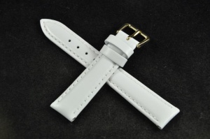 Pasek krótki do zegarka, Skórzany, Biały, 16mm