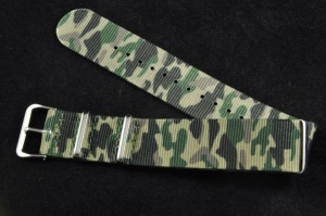 Pasek typu Nato, Nylonowy, Zielone Moro, 22mm