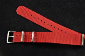 Pasek typu Nato, Nylonowy, Czerwony, 18mm