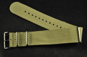 Pasek typu Nato, Nylonowy, Khaki, Szare okucia, 24mm