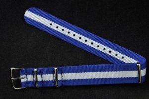 Pasek typu Nato, Nylonowy, Niebiesko-biały, 18mm