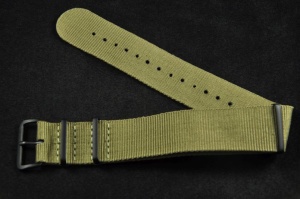 Pasek typu Nato, Nylonowy, Khaki, Czarne okucia, 22mm