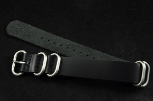 Pasek typu Zulu, Skórzany, Czarny, 18mm