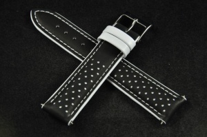 Pasek Genoa, Skórzany, Czarno-Biały, 20mm