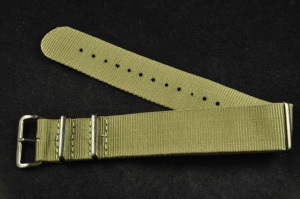 Pasek typu Nato, Nylonowy, Khaki, Szare okucia, 22mm