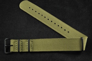 Pasek typu Nato, Nylonowy, Khaki, Czarne okucia, 20mm