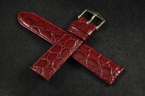 Pasek do zegarka Hirsch Crocograin, Skórzany, Bordowy, 19mm, M