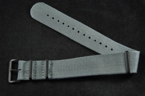 Pasek typu Nato, Nylonowy, Szary, Czarne okucia, 22mm