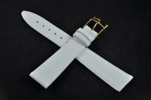 Pasek Bros 8229, Skóra z jaszczurki, Biały, 18mm