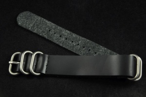 Pasek typu Zulu, Skórzany, Czarny, 20mm