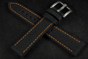 Pasek typu Canvas, Czarny, Pomarańczowa nić, 20mm